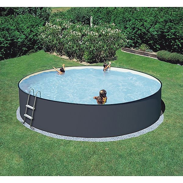 KONIFERA Rundpool "Gomera 3" moderne graue Optik mit sandfarbener Poolinnen günstig online kaufen