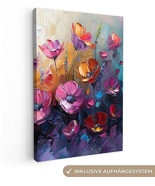 OneMillionCanvasses® Leinwandbild Blumen - Lila - Farbenfroh - Handbemalt - günstig online kaufen