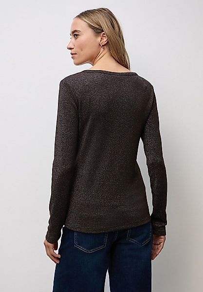 STREET ONE Langarmshirt im Glitzer-Look und ot Herz-Ausschnitt günstig online kaufen