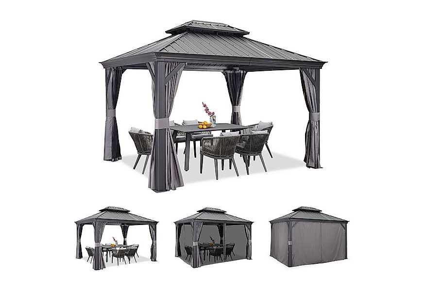 PURPLE LEAF Pavillon Alu Gartenpavillon mit Stahldach Hardtop Pavillon mit günstig online kaufen