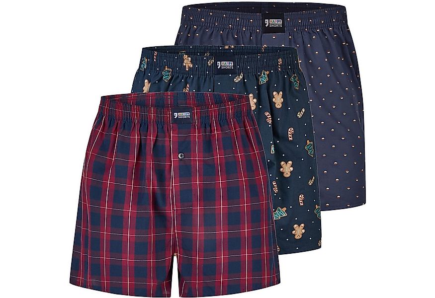 HAPPY SHORTS Boxershorts HAPPY SHORTS Herren Weihnachts-Webboxer – 3er Pack günstig online kaufen