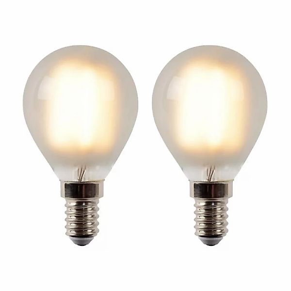 LED Leuchtmittel E14 Tropfen - P45 in Transparent-milchig 4W 400lm 2er-Pack günstig online kaufen