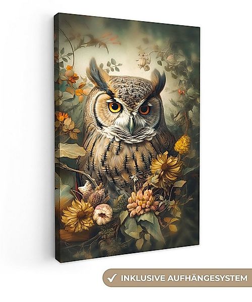 OneMillionCanvasses® Leinwandbild Eule - Vögel - Blumen - Natur, Fotodruck günstig online kaufen
