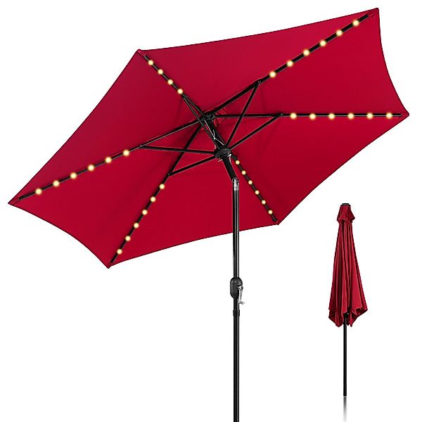 Clanmacy Sonnenschirm Ø270cm Gartenschirm LED Balkonschirm günstig online kaufen