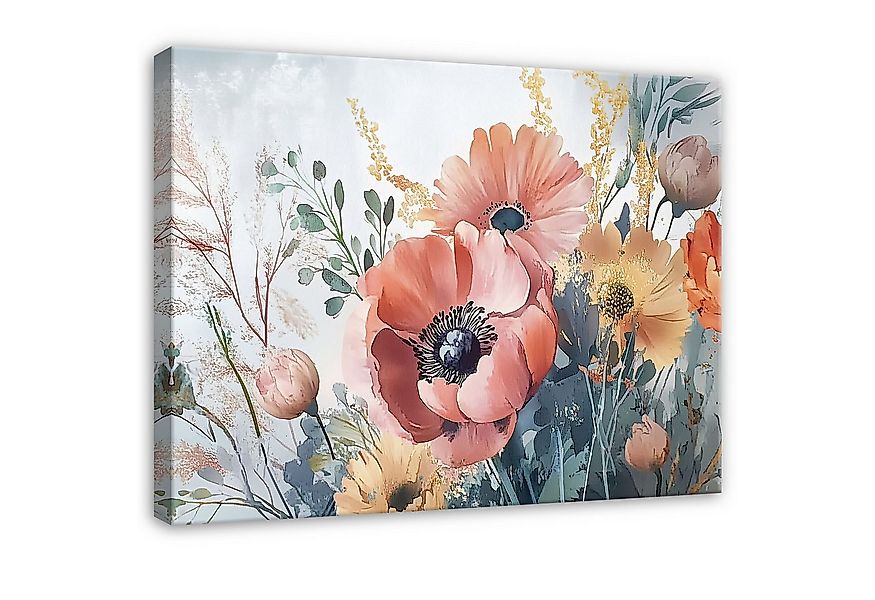 Wallarena Leinwandbild Blumen Abstrakt Bunt Blau Modern Wandbilder Wand Dek günstig online kaufen