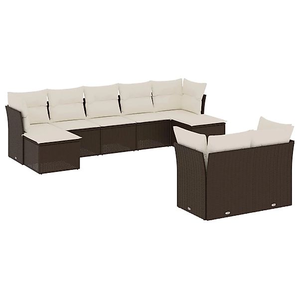 vidaXL 9-Tlg Garten-Sofagarnitur mit Kissen Braun Poly Rattan 3250152 günstig online kaufen