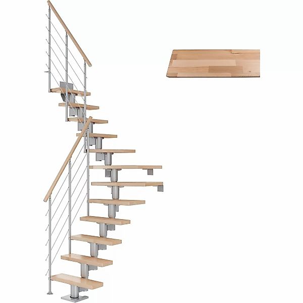 Dolle Mittelholmtreppe Dublin Buche Perlgrau GH bis 270 cm 1/4 Gewendelt 65 günstig online kaufen