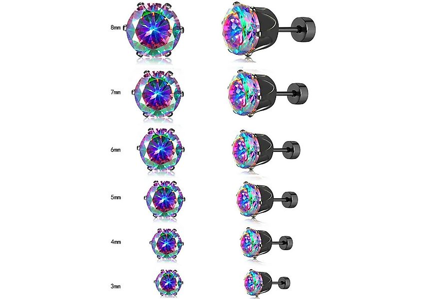 Eyecatcher Paar Ohrstecker Elegante Ohrstecker in Schwarz mit bunt funkelnd günstig online kaufen