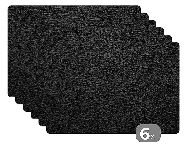 MuchoWow Platzset Leder - Lederoptik/print - Schwarz - Grau, (6-St), Platzs günstig online kaufen