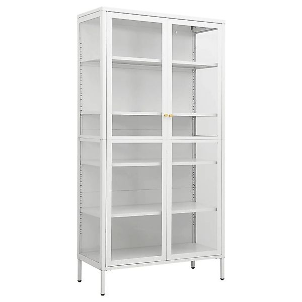 Vitrine Weiß 90x40x180 Cm Stahl Und Gehertetes Glas günstig online kaufen