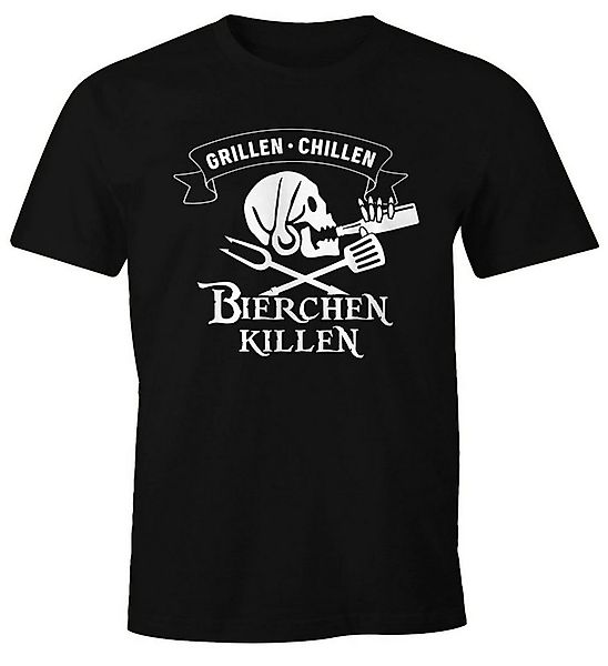 MoonWorks Print-Shirt Herren T-Shirt Grillen Chillen Bierchen Killen Pirat günstig online kaufen