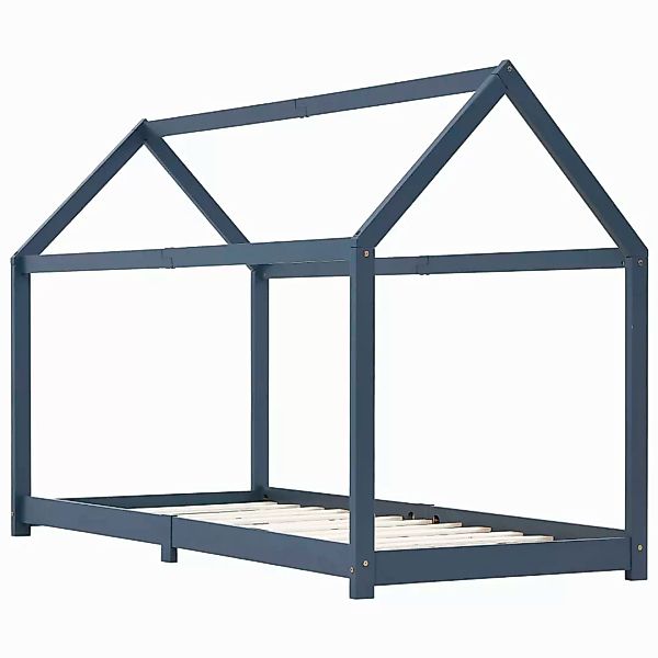 Kinder-bettgestell Grau Massivholz Kiefer 70 X 140 Cm günstig online kaufen