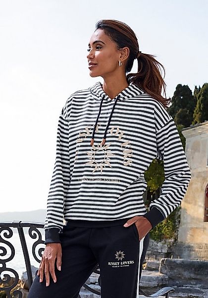 H.I.S Kapuzenpullover im Streifenlook mit großen Print, Loungewear günstig online kaufen