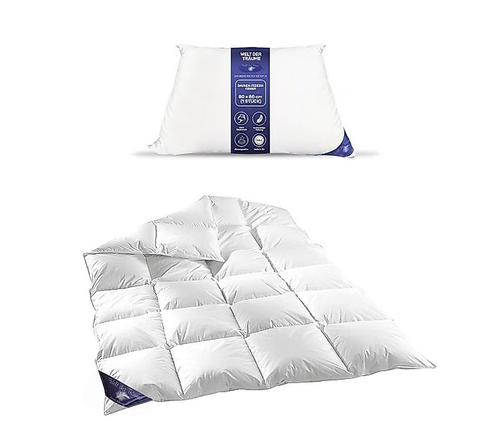Welt der Träume Bettdecke + Kopfkissen Set: Daunenbettdecke 135x200 cm 1600 günstig online kaufen