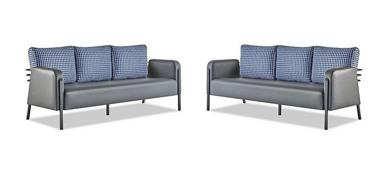 JVmoebel 3-Sitzer Sofas Grau Blau Sofas Kissen Sofa-Set Kissen 3-Sitzer Mod günstig online kaufen