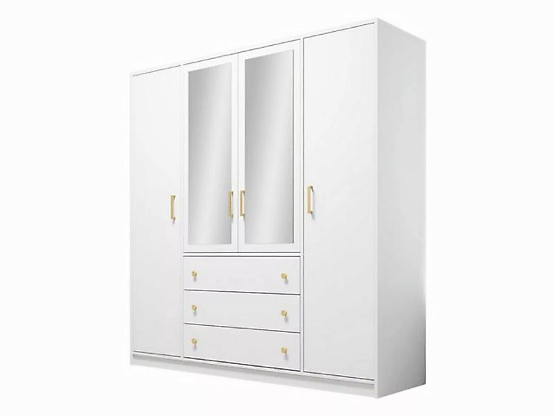 MIRJAN24 Kleiderschrank Retro D4 Lux (mit vier Drehtüren, drei Schubladen) günstig online kaufen