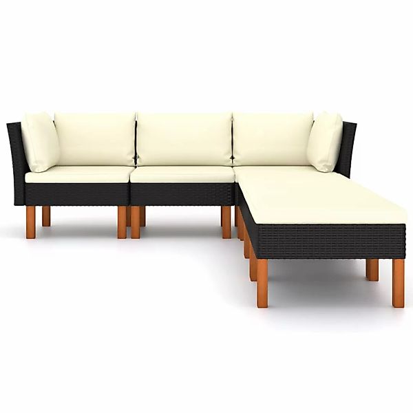 6-tlg. Garten-lounge-set Mit Kissen Poly Rattan Schwarz günstig online kaufen