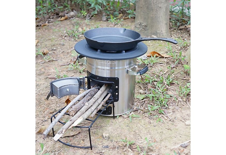 Arebos Feuerstelle Raketenofen inkl. Grillpfanne Dutch Oven BBQ, (Set), Ink günstig online kaufen