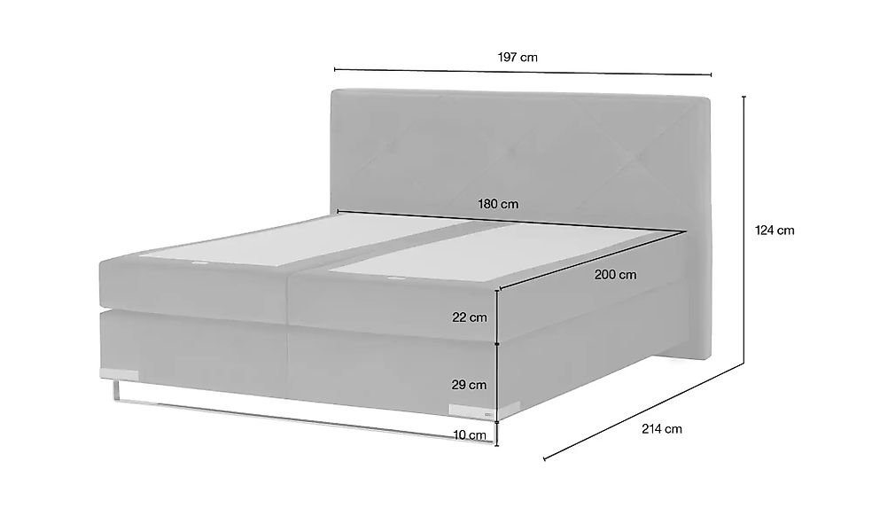 Musterring Boxspringbett Standardversion Dubai ¦ blau ¦ Maße (cm): B: 197 H günstig online kaufen