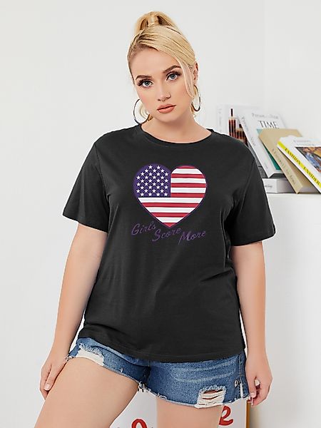 Independence Day T-Shirt mit Rundhalsausschnitt in Übergröße günstig online kaufen