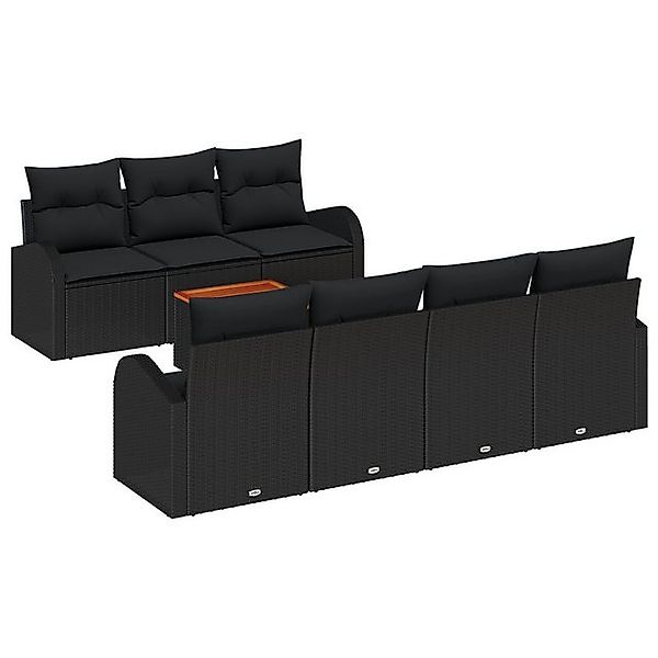 vidaXL Loungesofa 8-teiliges Garten Sofa Set mit Kissen Schwarz Poly Rattan günstig online kaufen