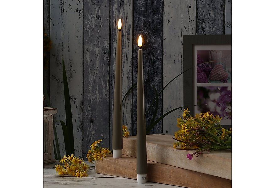 Deluxe Homeart LED-Kerze LED Stabkerzen ELLA Deluxe Lack Tafelkerze flacker günstig online kaufen