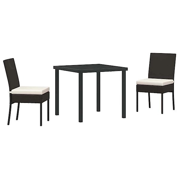 vidaXL Garten Essgruppe 3-Tlg Schwarz Poly Rattan 3379205 günstig online kaufen