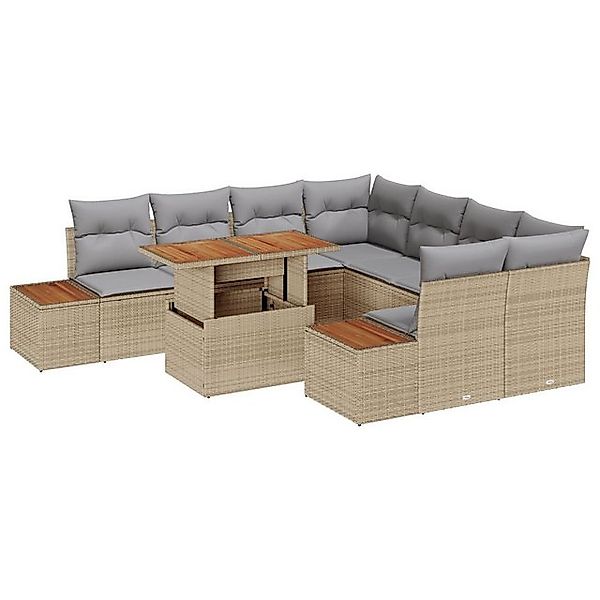 vidaXL Loungesofa Garten-Sofa-Set 9-teilig Beige und Grau Poly-Rattan, Poly günstig online kaufen