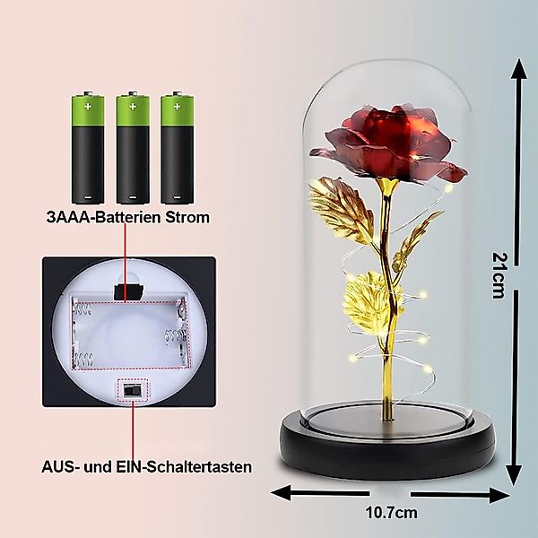 Kunstblume Künstliche Ewige Rose im Glas, günstig online kaufen