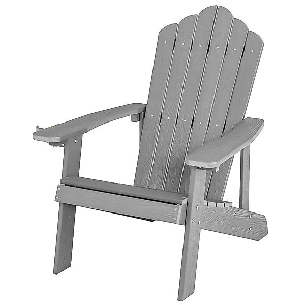 Costway Adirondack Stuhl mit Getränkehalter Kunststoff 170 kg Hellgrau günstig online kaufen