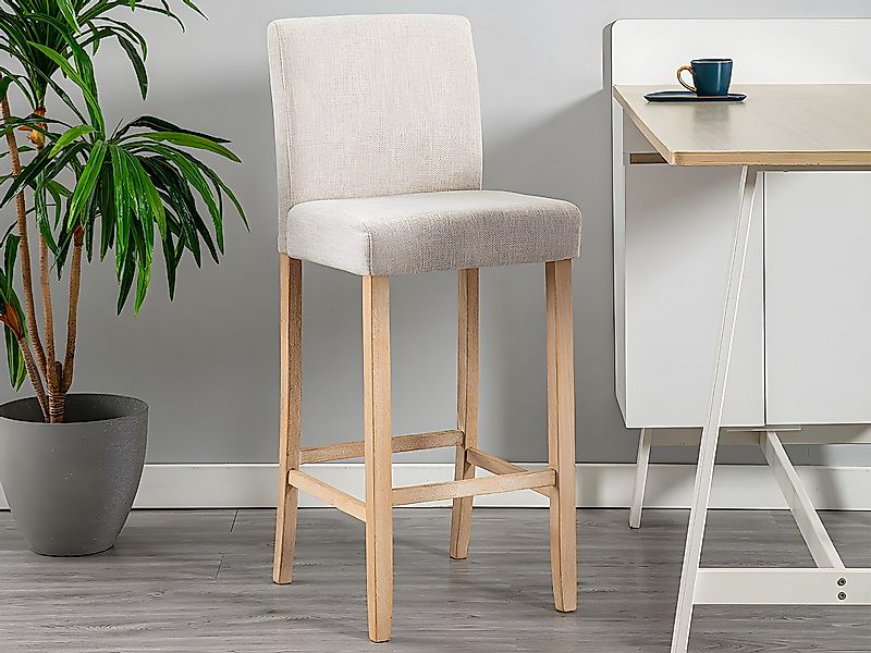 Barhocker 2er-Set - Stoff - Beige - ROVIGO günstig online kaufen