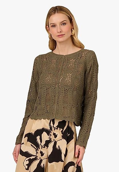 Adrianna Papell Strickpullover Bateau Neck Long Sleeve Crochet Scalloped Ed günstig online kaufen