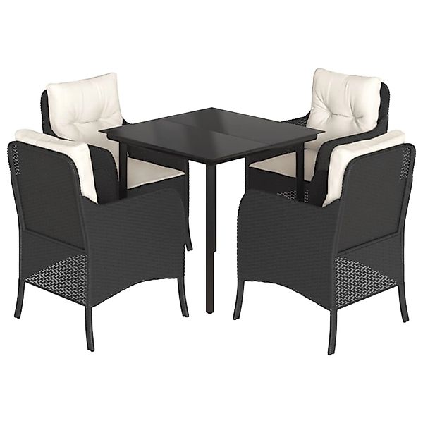vidaXL 5-Tlg Garten-Essgruppe mit Kissen Schwarz Poly Rattan 3211914 günstig online kaufen