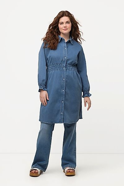 Ulla Popken Kurzjacke Long-Jeansjacke tailliert Hemdkragen günstig online kaufen