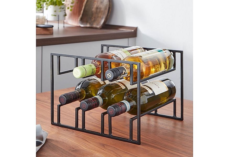 FINEBUY Weinregal FB82257 Weinflaschenhalter Tisch 29x21x25 cm Metall Schwa günstig online kaufen
