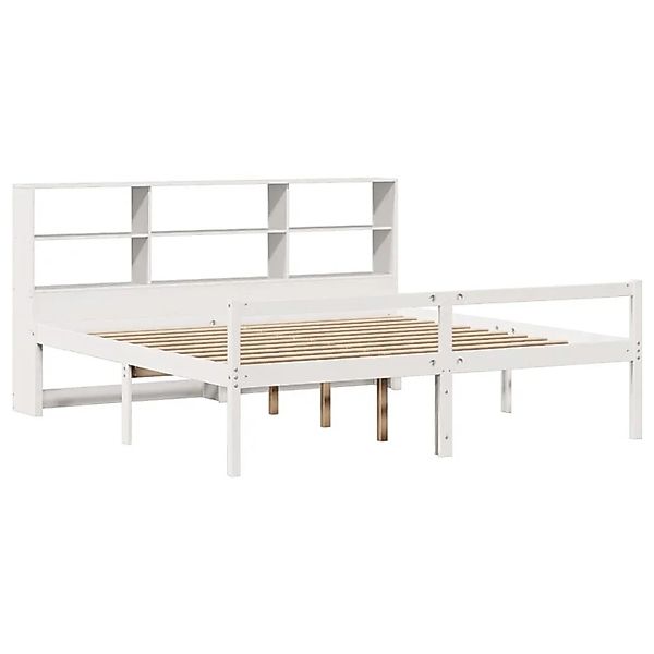 vidaXL Massivholzbett mit Regal ohne Matratze Weiß 180x200 cm Kiefer 332202 günstig online kaufen