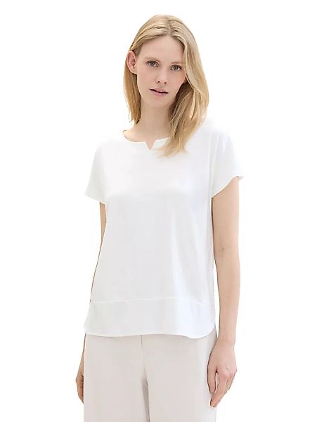TOM TAILOR T-Shirt, mit geschlitztem Rundhalsaussschnitt günstig online kaufen