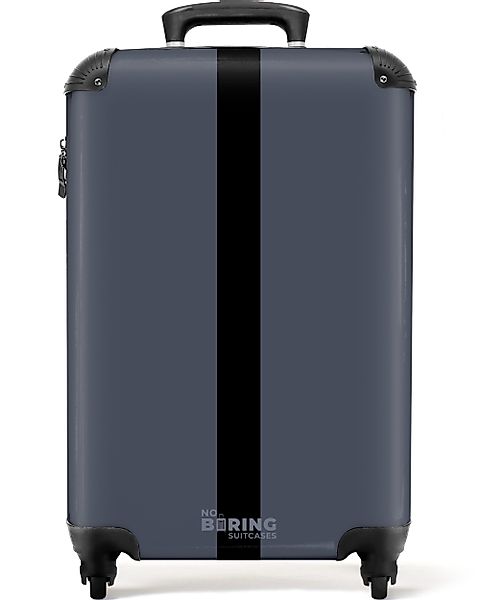 NoBoringSuitcases.com© Hartschalen-Trolley Blau mit schwarzem Streifen günstig online kaufen
