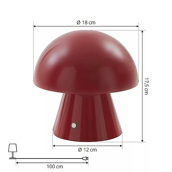Lindby LED-Akkutischlampe Nevijo, rot, USB, Touchdimmer günstig online kaufen