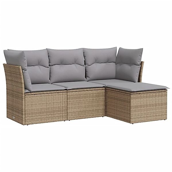 vidaXL 4-tlg Garten-Sofagarnitur mit Kissen Beige Poly Rattan Modell 41 günstig online kaufen