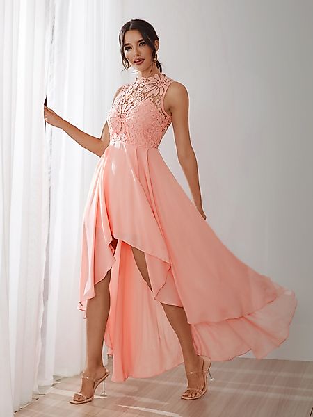 Zarte Häkelspitzeneinlage Maxi Kleid in Pink günstig online kaufen