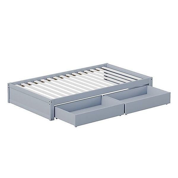 SOFTWEARY Einzelbett Kinderbett mit 2 Schubladen und Lattenrost (90x200 cm) günstig online kaufen