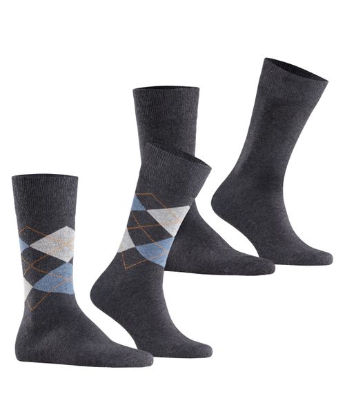 Burlington 2-er Set Socken Grau mit Argyle-Muster günstig online kaufen