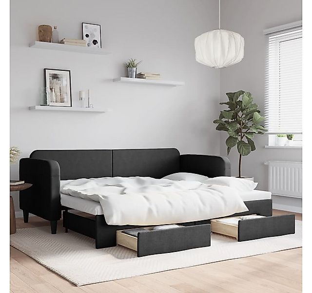 vidaXL Bett, Tagesbett Ausziehbar mit Schubladen Schwarz 80x200 cm Stoff günstig online kaufen