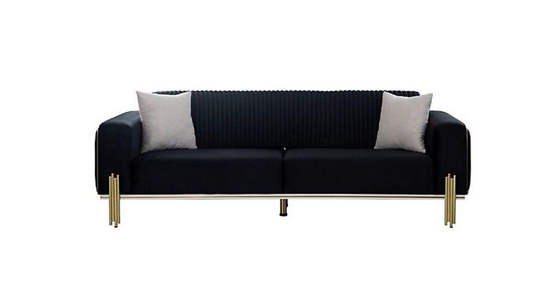 Xlmoebel Sofa Neue moderne Couch mit Gold-Metall-Dreisitzer, Samt-Bezug und günstig online kaufen