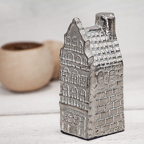 Antikas Wanddekoobjekt Dekohaus, Aluminium, silber, klein, günstig online kaufen