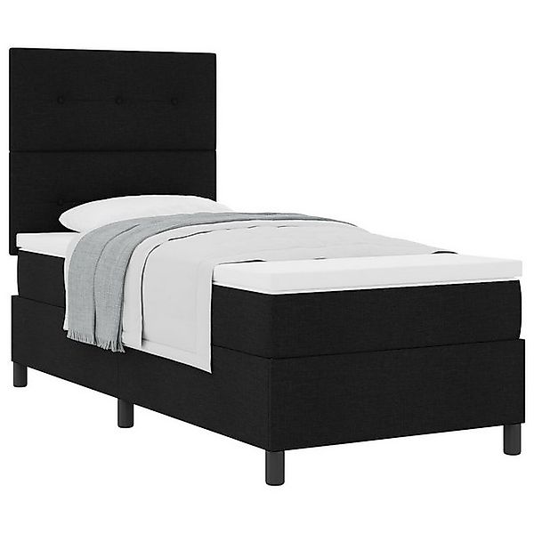 vidaXL Bett Boxspringbett mit Matratze Schwarz 90x200 cm Stoff (1-tlg) günstig online kaufen