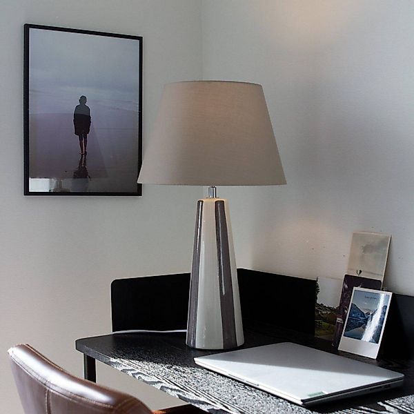 PR Home Tischlampe Leya, braun/weiß, Höhe 54 cm Metall/Stoff günstig online kaufen