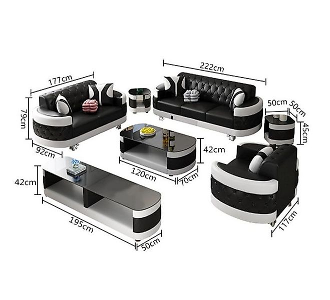 JVmoebel Sofa Schwarze Sofagarnitur 3+2+1 Sitzer Set Design Sofa Polster Co günstig online kaufen