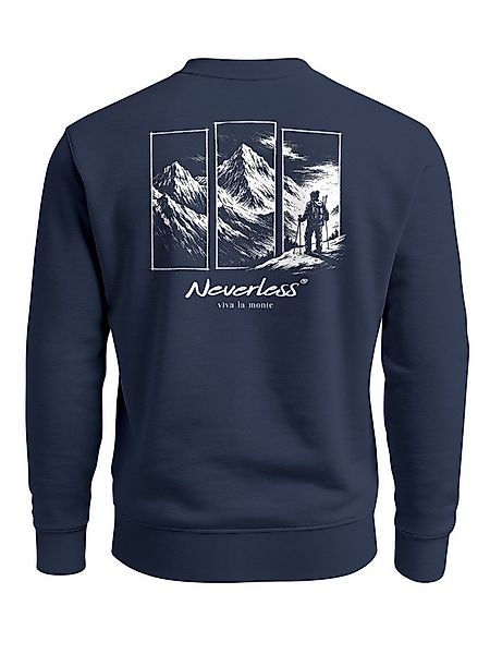 Neverless Sweatshirt Sweatshirt Herren Pullover Outdoor Berge Backprint Nat günstig online kaufen